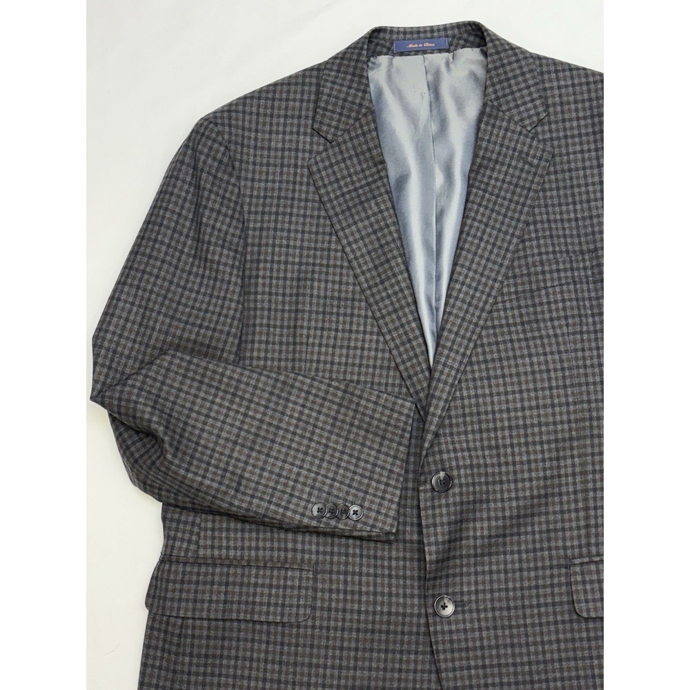 Roberto Rosso "Modena" X Lanificio Filarte Gray/Brown Wool Checkered Blazer 44R